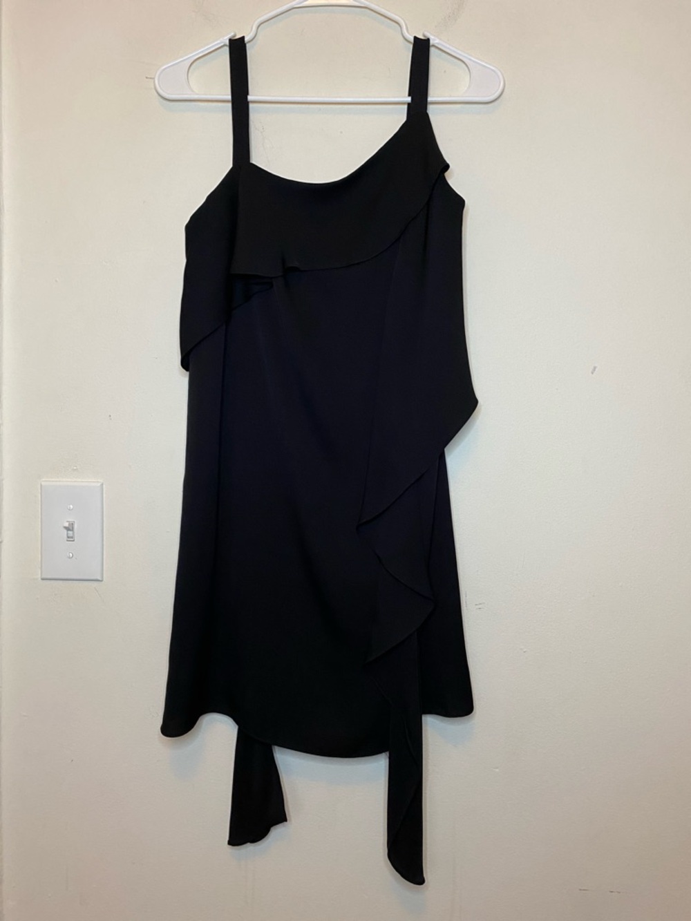 MILLY Silk Sleeveless Ruffled Mini Dress Black Sz 0 XS
